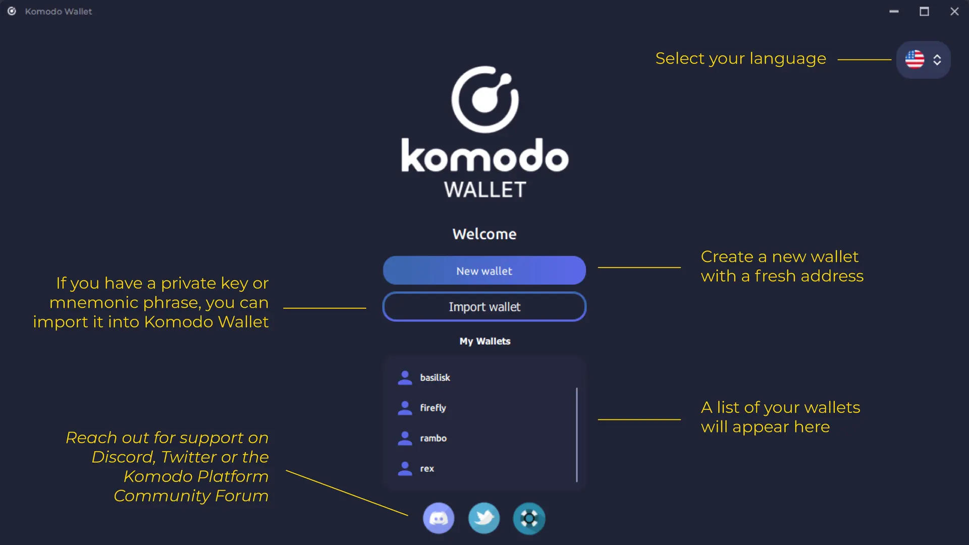 Create a New Wallet in Komodo Wallet