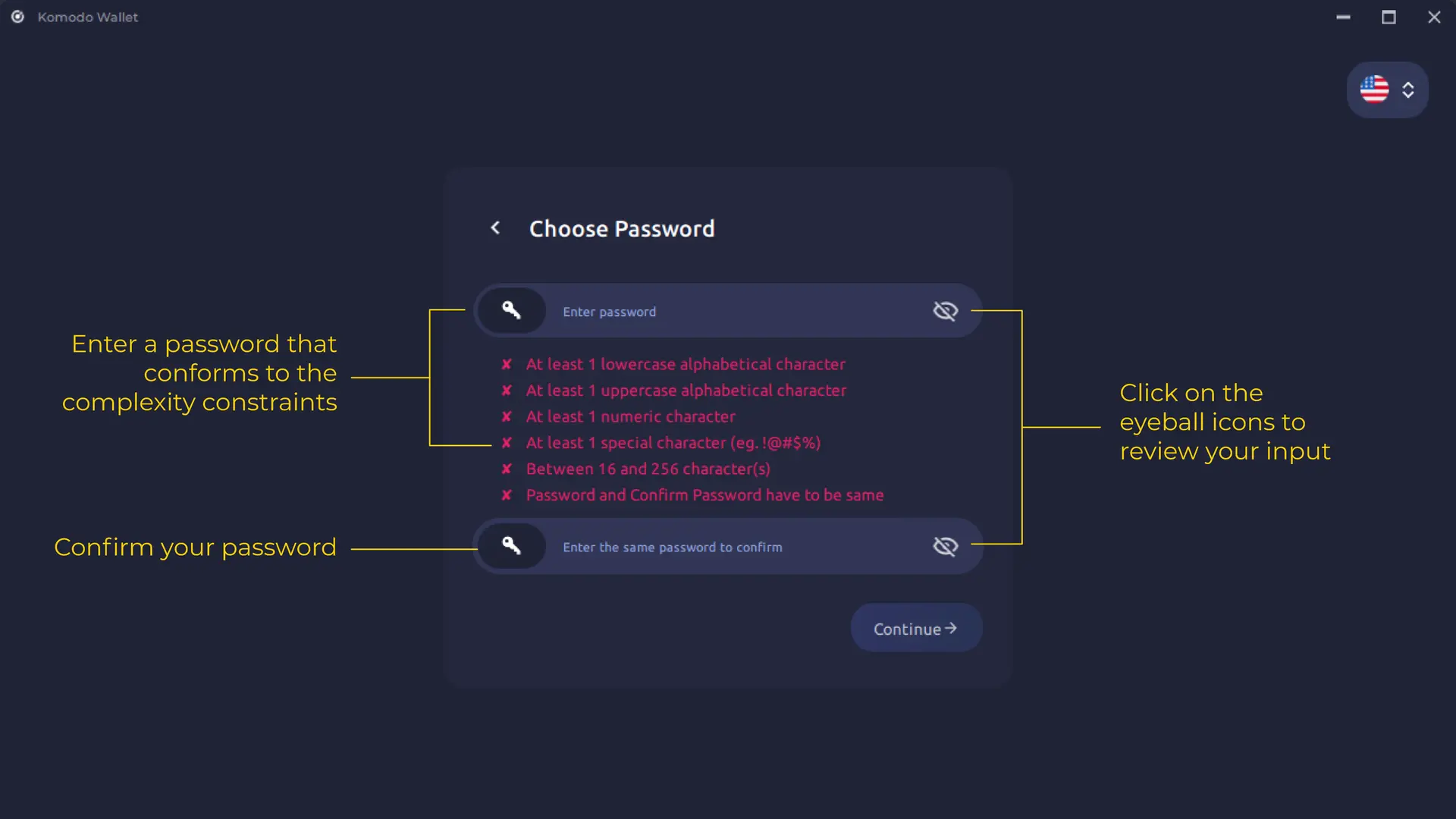 Create a New Wallet in Komodo Wallet